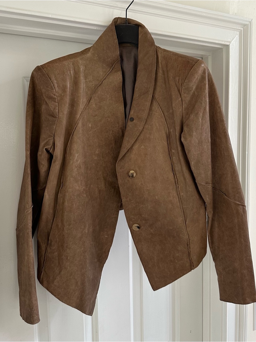 Rick Owens Draped Leather Jacket - Brown